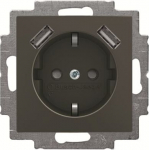 Socket insert Safety Shutter with USB A/A ch&acirc;teau-black - Basic55 2CKA002011A6288 | 4011395303894