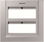 Color: Silver plate / Silver frame   Zenit centralization frames for flush mounting boxes code T1092.1 and surface mounting boxes code T1292.   2-gang - 6+6 modules.   For 1, 2 or 3 module devices.   Size (height x width): 204 x 212 mm 2CLA127200T130 ...