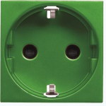 Color Green.   Rated voltage: 250 Vac.   Rated current: 16A.   Type F: 2P + E.   Shuttered for child safety.   Screw terminals.   Suitable to identify special circuits.   Size: 2 modules. 2CLA228800N8001 | 8427238193182