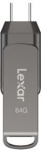 USB flash D400 2in1, Type-C and Type-A USB 3.1, 130MB/s read, 64 GB, Grey, JumpDrive LJDD400064G-BNQNG | 843367129065