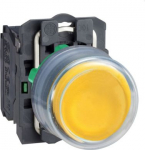 Push button, Harmony XB5, plastic, projecting, yellow, 22mm, spring return, booted, unmarked, 1NO XB5AP51 | 3389110134469
