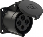 CEE-flanged socket 4x32A(3P+PE) 6h IP44 TT black 70x70 324-6TTX | 9003399357572