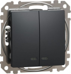 Two gang switch 10AX anthracite with blue locator LED Sedna Design SDD114105L | 3606481479914