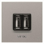 N2285 PL Charger 2xUSB, silver, 2 modules Zenit 2CLA228500N1301 | 8427238107332