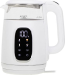Adler Kettle with LED Display | AD 1305 | Electric | 2200 W | 1.7 L | Plastic | 360&deg; rotational base | White/Silver AD 1305WS | 5905575907820