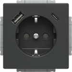 SCHUKO&reg; USB socket insert Safety Shutter with USB A/C anthracite - Platform 63 2CKA002011A6300 | 4011395329276