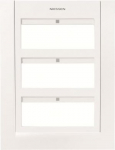 Color: White plate / White frame   Zenit centralization frames for flush mounting boxes code T1093.1 and surface mounting boxes code T1293.   3-gang - 6+6+6 modules.   For 1, 2 or 3 module devices.   Size (height x width): 275 x 212 mm 2CLA127300T110 ...