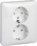 Double socket-outlet, earthed, screw, white, Exxact WDE002296 | 3606480330360