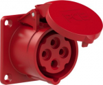 CEE-flanged socket 4x16A (3P+PE) 6h IP44 TT 70x70 red 314-6TT | 9003399581311