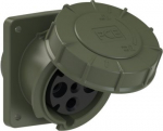 CEE-flanged socket 4x63A(3P+PE) 6h IP67 100x112 sloping green POWER TWIST 434-6.U | 9003399359958