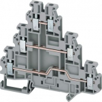 Linergy passthrough terminal block, 2,5mm2 20A three-level 1x1 screw, grey. range: Linergy - product name: TR - product or component type: terminal block - device short name: TRV - terminal block type: passthrough - mounting mode: clip-on - nominal c ...