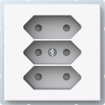 3-gang Euro socket outlet with center plate. There are terminals for each contact of the socket outlet for max 4 rigid wires and 2 X-terminals for 2-rigid wires. The socket outlet insert without the cover plate is screen-protected. 2TKA00000433 | 643 ...