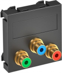 Media adapteris video tulpe 3x vietīgs, rozete-rozete 45x45mm, PC, pelēkmelna, 7021 6105141 | 4012195899228