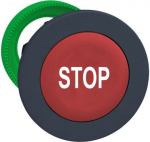 Harmony XB5, Flush mounted push button head, plastic, red, 30mm, spring return, marked STOP, dark gr ZB5FA434 | 3606481361370
