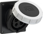 CEE-flanged socket 4x32A(3P+PE) 7h IP67 92x100 sloping black 4242-7 | 9003399140396