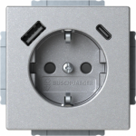 SCHUKO&reg; USB socket insert Safety Shutter with USB A/C aluminium silver - Platform 63 2CKA002011A6304 | 4011395329313