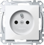 Socket outlet, 1-gang, 2P+E, 16A, French, with shutter, screwless terminals, polar white, Merten System M MEG2500-0319 | 4042811141141