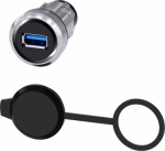 USB port, 22 mm, metal shiny, silver 3SU1950-0GA80-0AA0 | 4047621045825