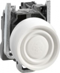 White pushbutton &Oslash; 22, spring return, 1 NO, ATEX. range of product: Harmony XB4 - device short name: XB4 - fixing collar material: zamak - mounting diameter: 22 mm - dust zone: zone 21 - 22 - operator additional information: booted (coloured silicon) ...