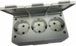 Socket, 3-gang, with earth and cover, IP44, Stromfors, Gray 239238703 | 6438054002895