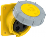 CEE-flanged socket (100x112) 3x63A (2P+PE) 4h IP67 POWER TWIST yellow, sloping 433-4 | 9003399062735