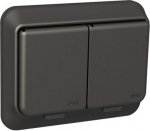 Double socket outlet, black IP44 Exxact WDE003192 | 3606480554216