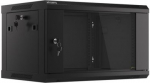 Rack cabinet 19" wall-mount 6U/600x450 (flat pack) with glass door V2, black WF01-6406-10B | 5901969403053