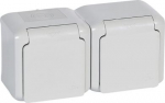 2 x 2P+E German std socket outlet Forix -surface mounting - 16 A - 250 V - grey 782394 | 3245067823941