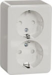 2 Socket-outlet, Exxact Surface, complete product, 2P + E, 16A, Schuko, with shutter,white WDE015687 | 3606489504380