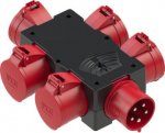 thermoplastic mobile distribution box type St.Anton 6f IP44 89x202x117 0TE<br>1xCEE-plug 32A 5p 400V<br>5xCEE-sockets 32A 5p 400V protected with pre-fuse of supply line<br>distribution box is ready wired for using 9438413 | 90033993 ...
