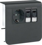 socket plinth socket-outlet + data outlet 2xCat.6A for SL 20x55mm graphite black SL200559209011 | 4012740894678