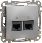 2xRJ45 data outlet CAT5E UTP aluminium Sedna Design SDD113452 | 3606481466778
