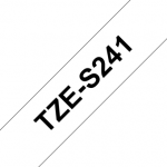 Brother | TZe-S241 Strong Adhesive Laminated Tape | Black on White | TZe | 8 m | 1.8 cm TZES241 | 4977766692175