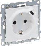 SUNO COMBINED SOCKET 2P+E SCHUKO STANDARD AUTO TERMINALS SHUTTERED + USB TYPE C WHITE 721129 | 3414972046602