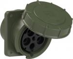 CEE-flanged socket 5x125A(3P+N+PE) 6h IP67 120x130 sloping green POWER TWIST 445-6.U | 9003399291760