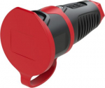 Rubber socket outlet 250V AC, 3x16A (2P+E), IP54, TPE/PA6, Taurus2, with cap, black/red 2411-SRC | 9003399465253