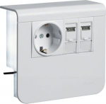 socket plinth socket-outlet + data outlet 2xCat.6A for SL 20x55mm traffic white SL200559209016 | 4012740017763