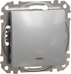 Two way switch 10AX aluminium with blue locator LED Sedna Design SDD113106L | 3606481479327
