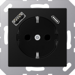 Socket outlet, 16A/250V, with USB-A and USB-C chargers, matt graphite, A500 A1520-15CASWM | 4011377186293