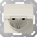 Socket outlet with hinged lid, 16A/250V, IP44, beige, AS500 AS1520BFKL | 4011377077188
