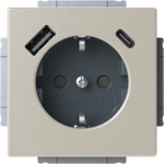 Socket insert Safety Shutter with USB A/C stainless steel - Pure Stainless Steel 2CKA002011A6315 | 4011395329429