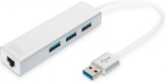 Digitus | 3-port USB Hub and Gigabit LAN adapter | DA-70250-1 | USB Hub DA-70250-1 | 4016032423836