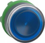 Blue flush illuminated pushbutton head &Oslash;22 spring return for integral LED. range of product: Harmony XB5 - device short name: ZB5 - product compatibility: integral LED - mounting diameter: 22 mm - operator additional information: with grooved lens -  ...