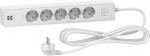 Trailing lead, Unica extend, 5 Schuko, swicthable,  USB type A+A, 3m cable, white ST945U3W | 3606489494070