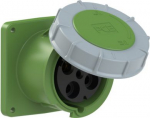 CEE-flanged socket 4x125A(3P+PE) 10h IP67 POWER TWIST 120x120 green 344-10