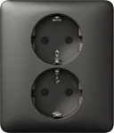 Double socket outlet, black, Exxact WDE003396 | 3606480554124