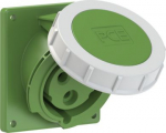 CEE-flanged socket 3x32A(2P+PE) 10h IP67 92x100 sloping green 4232-10