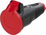 Rubber socket outlet 250V AC, 3x16A (2P+E), IP54, TPE/PA6, Taurus2, with cap, black/red 2412-SRCW | 9003399465529