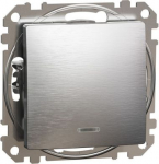 Two way switch 10AX brushed aluminium with blue locator LED Sedna Elements SDD170106L | 3606481480538