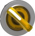 Head for illuminated selector switch, Harmony XB4, metal, yellow handle, 30mm, universal LED, 2 posi ZB4FK1483 | 3606489582197